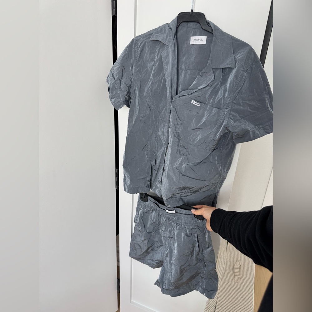 Saturdays NYC Dani Nylon Camp Collar Short Sleeve Shirt + Aja Nylon Boxer Short